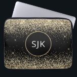 Capa Para Notebook Monograma Dourado de Leve Negra Elegante Moderna<br><div class="desc">Glitter de Falhas Douradas e Negras e Minúscula Elegante Monograma de Iniciais. Esse caso pode ser personalizado para incluir seu nome inicial e próprio.</div>