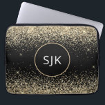 Capa Para Notebook Monograma Dourado de Leve Negra Elegante Moderna<br><div class="desc">Glitter de Falhas Douradas e Negras e Minúscula Elegante Monograma de Iniciais. Esse caso pode ser personalizado para incluir seu nome inicial e próprio.</div>