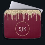 Capa Para Notebook Monograma Dourado de Lixiviação Faux Burgundy<br><div class="desc">Dourado e Borgonha Vermelha Escava-se com o Glitter e o Minicaso de Iniciais Elegante Esparso Monograma. Esse caso pode ser personalizado para incluir seu nome inicial e próprio.</div>