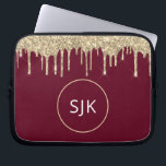 Capa Para Notebook Monograma Dourado de Lixiviação Faux Burgundy<br><div class="desc">Dourado e Borgonha Vermelha Escava-se com o Glitter e o Minicaso de Iniciais Elegante Esparso Monograma. Esse caso pode ser personalizado para incluir seu nome inicial e próprio.</div>