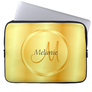 Capa Para Notebook Monograma Dourado e Elegante Moderno Personalizado