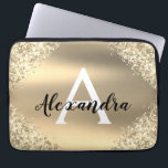 Capa Para Notebook Monograma Dourado Elegante e Sparkle<br><div class="desc">Minúscula Dourada com brilho e tampa metálica esbranquiçada com monograma. Esse caso pode ser personalizado para incluir seu nome inicial e próprio.</div>
