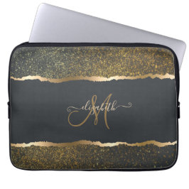 Capa Para Notebook Monograma Dourado Elegante Moderno