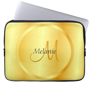 Capa Para Notebook Monograma Dourado Elegante Moderno Glamoroso Faux