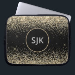 Capa Para Notebook Monograma Dourado Negra Negra Menino Moderno e Lum<br><div class="desc">Mala de Iniciais Elegantes e Douradas e Negras,  de Brilho Moderno e Elegante,  e de Elegantes Monogramas. Esse caso pode ser personalizado para incluir seu nome inicial e próprio.</div>