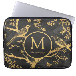 Capa Para Notebook Monograma Dourado Preto