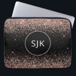 Capa Para Notebook Monograma Dourado preto brilhante Rosa Rosa Rosa C<br><div class="desc">Cor-de-rosa-azul - Rosa Dourado e preto Brilhante e minúscula caixa inicial Elegante monograma. Esse caso pode ser personalizado para incluir seu nome inicial e próprio.</div>