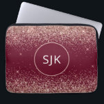 Capa Para Notebook Monograma Dourado Vermelho Brilhante Rosa Rosa Ros<br><div class="desc">Cor-de-rosa-azul - Rosa Dourado e borgonha vermelha,  cintilação e minúscula Elegante monograma. Esse caso pode ser personalizado para incluir seu nome inicial e próprio.</div>