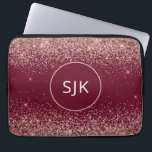 Capa Para Notebook Monograma Dourado Vermelho Brilhante Rosa Rosa Ros<br><div class="desc">Cor-de-rosa-azul - Rosa Dourado e borgonha vermelha,  cintilação e minúscula Elegante monograma. Esse caso pode ser personalizado para incluir seu nome inicial e próprio.</div>