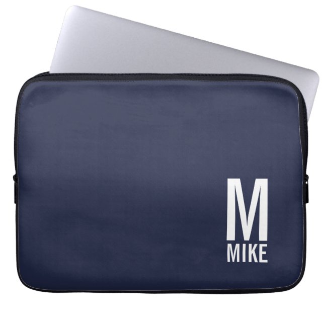 Capa Para Notebook Monograma e Nome de Negrito Personalizado Moderno (Frente)