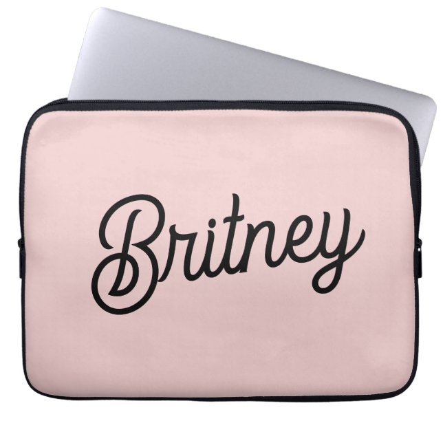 Capa Para Notebook Monograma e Nome Moderno Pink Pidroso Blush (Frente)