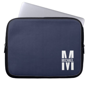 Capa Para Notebook Monograma e Nome Personalizados Azul-marinho