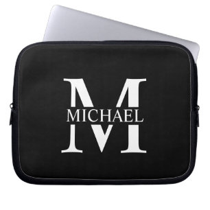 Capa Para Notebook Monograma e Nome Personalizados Pretos