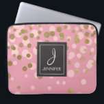 Capa Para Notebook Monograma Elegante de folha cor-de-rosa e dourada<br><div class="desc">Mala Elegante de Folha de Ouro Cor-de-rosa e Falso Confetti. Esse caso pode ser personalizado para incluir o nome inicial e o nome do cheio.</div>