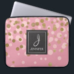 Capa Para Notebook Monograma Elegante de folha cor-de-rosa e dourada<br><div class="desc">Mala Elegante de Folha de Ouro Cor-de-rosa e Falso Confetti. Esse caso pode ser personalizado para incluir o nome inicial e o nome do cheio.</div>