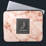 Capa Para Notebook Monograma Elegante de Mármore Dourado rosa rosa ro<br><div class="desc">Rosa Rosa Rosa Rosa Dourada,  Faux Marble Elegante,  Caso Monograma. Esse caso pode ser personalizado para incluir o nome inicial e o nome do cheio.</div>