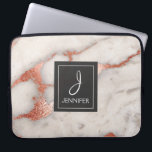 Capa Para Notebook Monograma Elegante de Mármore Dourado rosa rosa ro<br><div class="desc">Rosa Rosa Rosa Rosa Dourada,  Faux Marble Elegante,  Caso Monograma. Esse caso pode ser personalizado para incluir o nome inicial e o nome do cheio.</div>