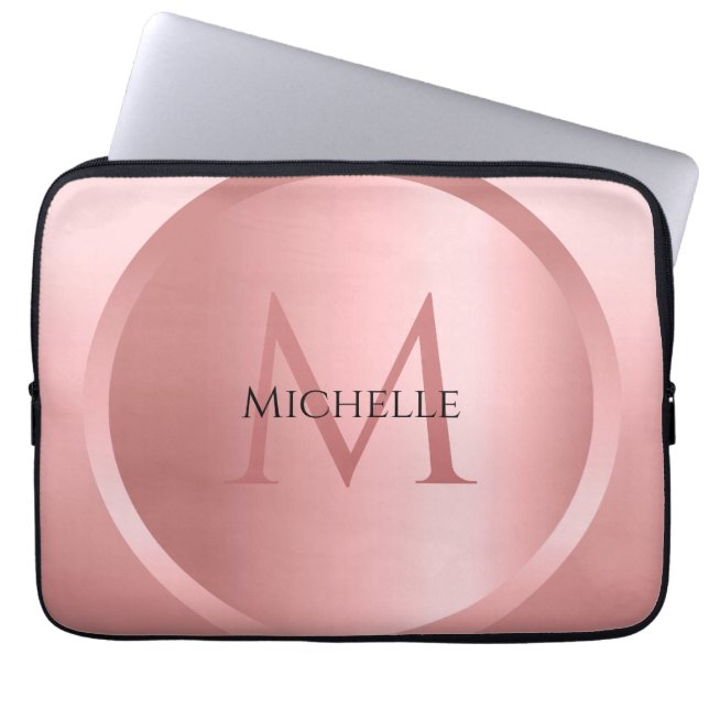 Capa Para Notebook Monograma Elegante de Modelo Personalizado de rosa (Frente)