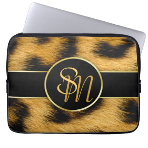 Capa Para Notebook Monograma elegante do impressão do leopardo - a