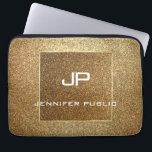 Capa Para Notebook Monograma Elegante moderno - Modelo Dourado<br><div class="desc">Bolsa de laptop Dourada de Modelo Luminária Elegante moderna.</div>