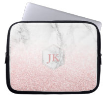 Monograma em Rose Gold + Bokeh de Neve + Mármore