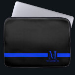 Capa Para Notebook Monograma fino do costume de Blue Line<br><div class="desc">Uma linha azul fina indicativa da profissão da polícia. Este artigo caracteriza um monograma feito sob encomenda junto com seu nome ou seu nome dos receptores do presente debaixo dele.</div>
