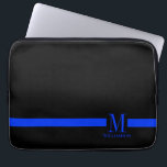 Capa Para Notebook Monograma fino do costume de Blue Line<br><div class="desc">Uma linha azul fina indicativa da profissão da polícia. Este artigo caracteriza um monograma feito sob encomenda junto com seu nome ou seu nome dos receptores do presente debaixo dele.</div>