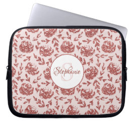 Capa Para Notebook Monograma Floral com rosa Dourado Glitter Personal