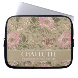 Capa Para Notebook Monograma Floral Marrom Botânico de Flor Moderno