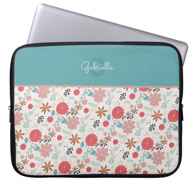 Capa Para Notebook Monograma Floral Pintado (Frente)