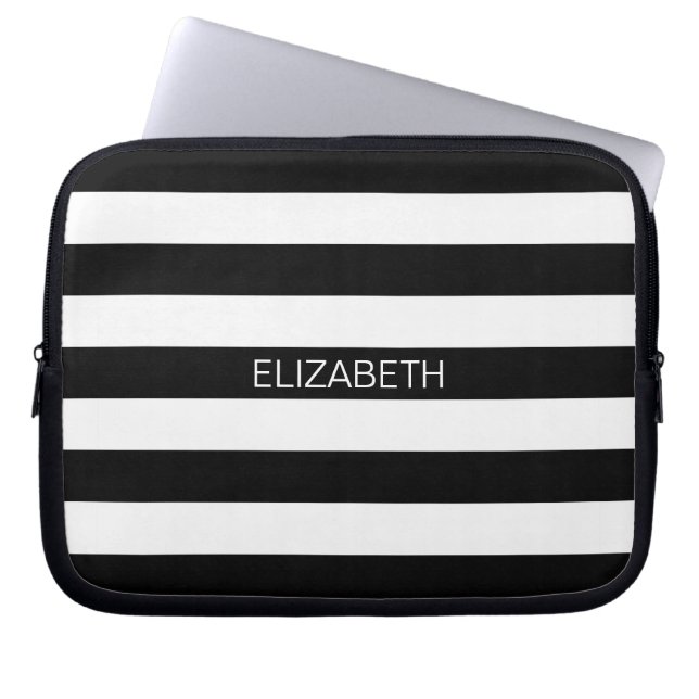 Capa Para Notebook Monograma formal horizontal branco preto do nome (Frente)