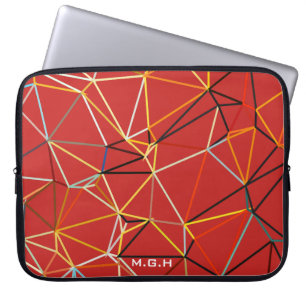 Capa Para Notebook Monograma Geométrico Abstrato Vermelho Dinâmico