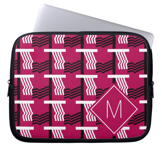 Capa Para Notebook Monograma Geométrico Magenta Étnica (Frente)