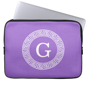 Capa Para Notebook Monograma inicial do Quadro chave grego Ametist Wh