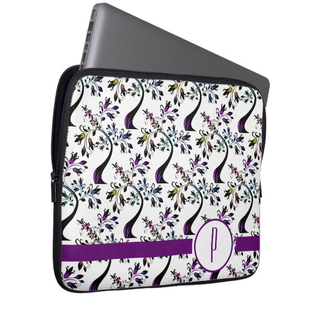 Capa Para Notebook Monograma Inicial Personalizado Padrão Árvore Arco (Frente Esquerda)