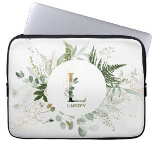 Capa Para Notebook Monograma - Letra L Foliage Wreath Bolsa de laptop