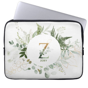 Capa Para Notebook Monograma - Letra Z Foliage Wreath Bolsa de laptop
