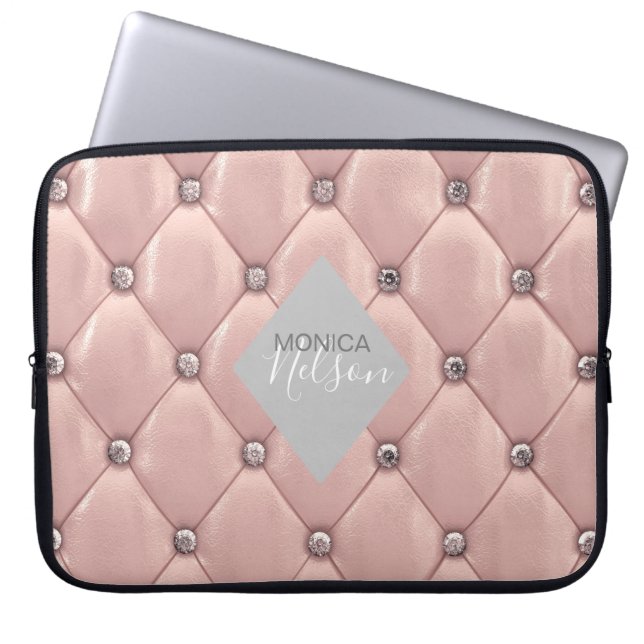 Capa Para Notebook monograma luxuoso de ouro rosa (Frente)