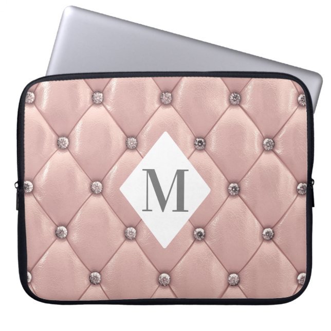 Capa Para Notebook monograma luxuoso de ouro rosa (Frente)
