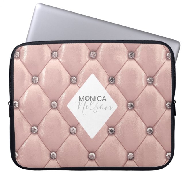 Capa Para Notebook monograma luxuoso de ouro rosa (Frente)