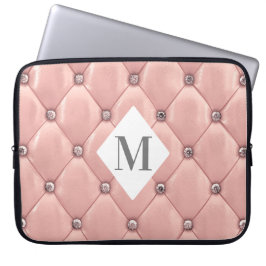 Capa Para Notebook monograma luxuoso tufado em rosa dourado