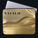 Capa Para Notebook Monograma Moderno de Folha de Ouro<br><div class="desc">Esta caixa de bolsa de laptop única apresenta um fundo de folha líquida dourada tridimensional. Ele irradia glamour! Adicione um nome para personalizá-lo. Faz um presente de excelente. Criado pela imprensa simplesmente de farmácia.</div>