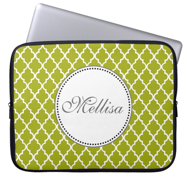 Capa Para Notebook Monograma moderno, elegante e legal de quatrefoil (Frente)
