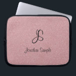 Capa Para Notebook Monograma Moderno Elegante Elegante rosa Dourado<br><div class="desc">Bolsa de laptop Modelo de  de Monograma Elegante Elegante com rosa Glitter Dourado.</div>