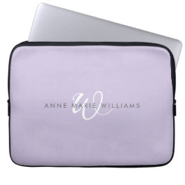 Capa Para Notebook Monograma Moderno em Escrita Branca Lavanda