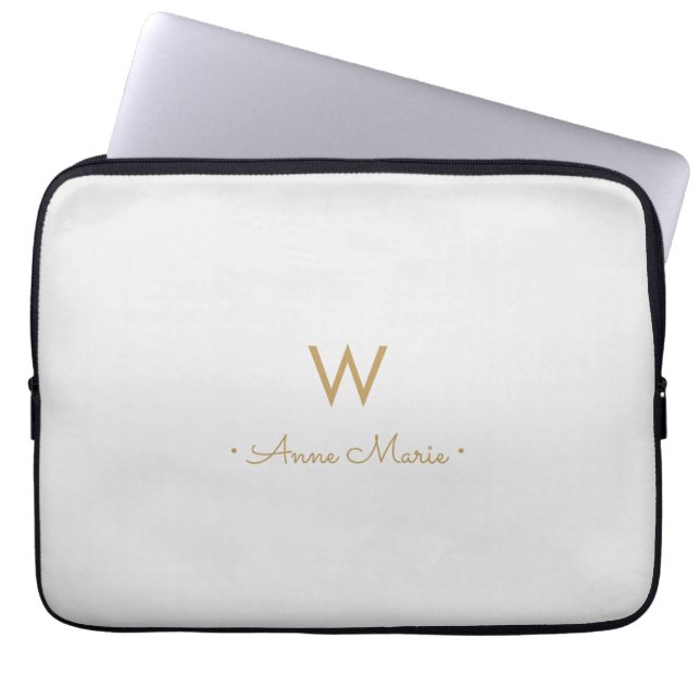 Capa Para Notebook Monograma Moderno em Grafite Dourado Script (Frente)