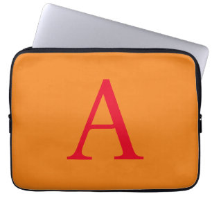 Capa Para Notebook Monograma Moderno - Letra Inicial Vermelho Laranja