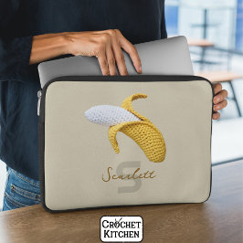 Capa Para Notebook Monograma Moderno Mínimo Nome Crochet Banana