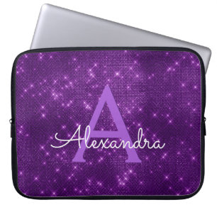 Capa Para Notebook Monograma moderno roxo elegante da faísca