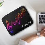 Capa Para Notebook Monograma Música Preta Colorida Simples<br><div class="desc">Notas de música coloridas sobre fundo preto com um primeiro nome de monograma branco.</div>